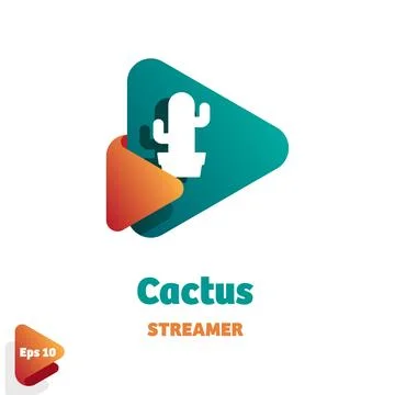 Cactus Streamer Logo Stock Illustration