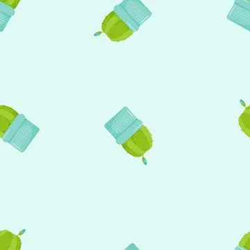 Cactus in a turquoise pot pattern Stock Illustration