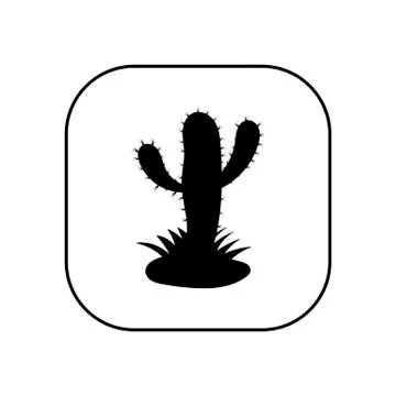 Cactus - vector logo icon for web. black on white. Minimalistic cartoon style Stock Illustration