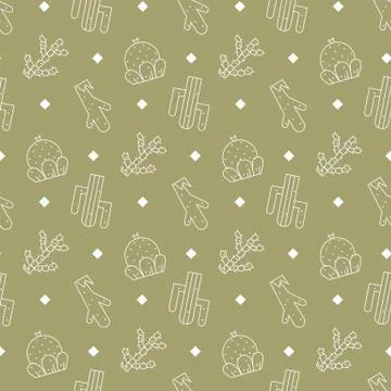 Cactus vector seamless pattern Illustrazione stock