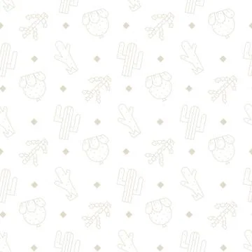 Cactus vector seamless pattern Stock Illustration