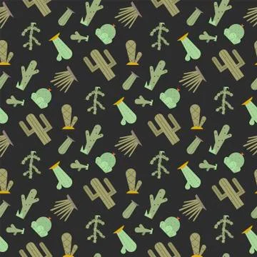 Cactus vector seamless pattern Stock Illustration