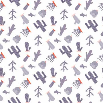 Cactus vector seamless pattern Stock Illustration