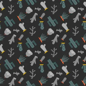 Cactus vector seamless pattern Stock Illustration