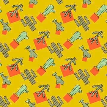 Cactus vector seamless pattern Illustrazione stock
