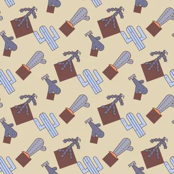 Cactus vector seamless pattern Stock Illustration