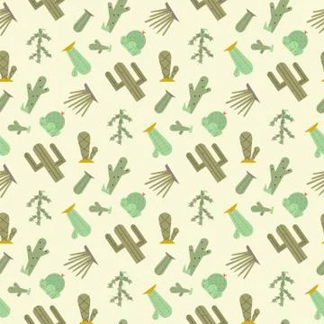 Cactus vector seamless pattern Illustrazione stock