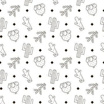 Cactus vector seamless pattern Stock Illustration