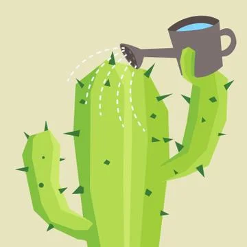 Cactus watering himself Stock Illustration