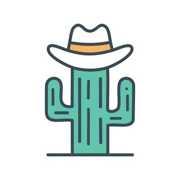 Cactus wearing cowboy hat illustration. An illustration of a prickly cactus.. Stock Illustration