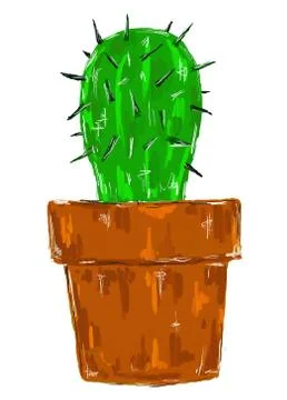 Cactus on white background - illustration Stock Illustration