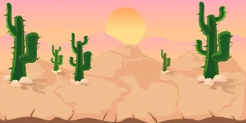 Cactuses Game Background Stock Illustration