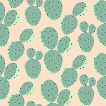 Cactuses green on pink vector seamless pattern. Abstract desert nature textile イラスト素材