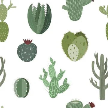 Cactuses vector seamless pattern Stock Illustration