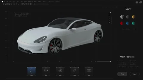 CAD 3D Car Model Interface Dark Stock Footage 243263319