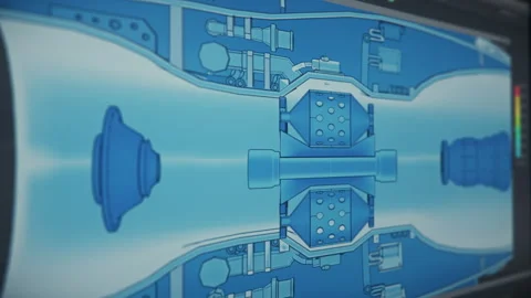 CAD 3D Software Technology Enables Detailed Display of Turbine Components Stock Footage 282785875