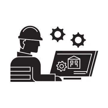 Cad drawing black vector concept icon. Cad drawing flat illustration, sign Stock Illustration