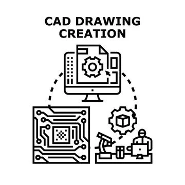Cad drawing creation of electronic circuit board Stock Illustration