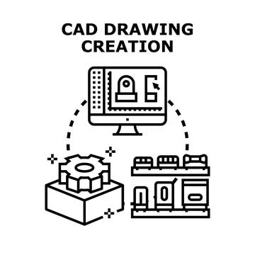 Cad drawing creation process on computer screen concept イラスト素材