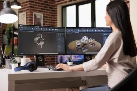 Cad engineer developing machinery gears product Stock Photos