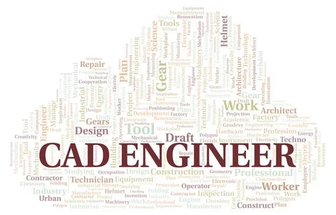 Cad Engineer typography word cloud create with the text only Stock Illustration