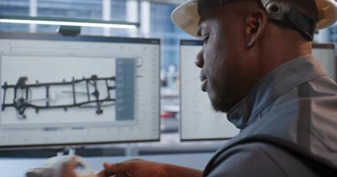 CAD Model Verification and Digital Twin Inspection in Robotic Manufacturing Stock Footage 344396584