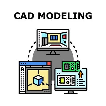 Cad modeling engineering and digital designing concept Stock Illustration