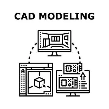 Cad modeling engineering and digital designing concept Stock Illustration