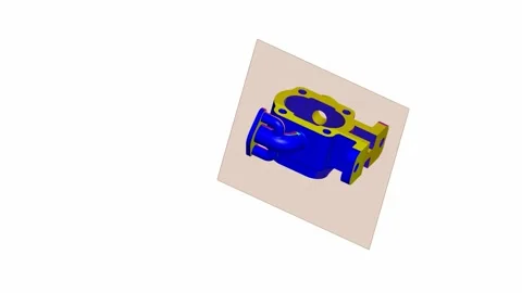 CAD Render of Machined Pump Housing Component, plane three dimensional comp.. Stock Footage 335539866