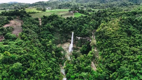 Cadapdapan Waterfall High Angle Drone, Bohol Philippines – 4K Aerial Video stock 328393878