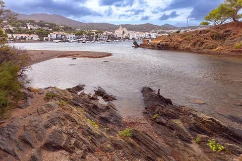 Cadaques Harbor View, Cadaques, Spain Stock Photos
