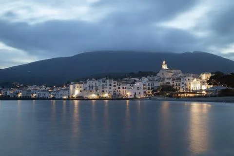Cadaques town at night Stock Photos