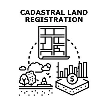 Cadastral land registration process vector illustration Stock Illustration