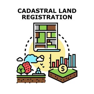 Cadastral land registration process vector illustration Stock Illustration