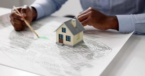 Cadastre Land Development Map And Developer Plot Stock Photos