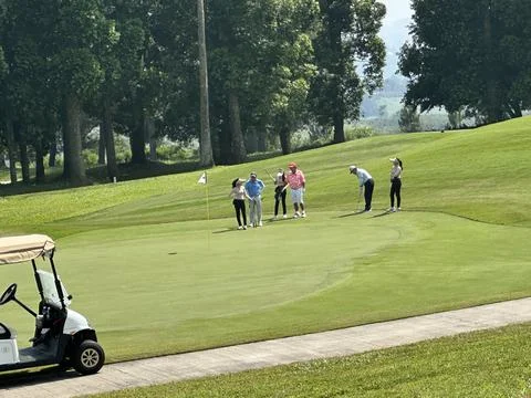 Caddy golf are working the golf course Stock Photos