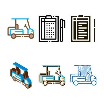 Caddy range golf car icon vector outline Stock Illustration