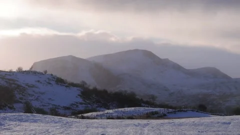 Cader Idris against winter light, Southern Snowdonia, Mid Wales, UK Video stock 293368007