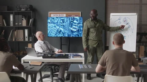 Cadet Explaining Tactical Strategy to Students During Class Vídeos de archivo 257796914