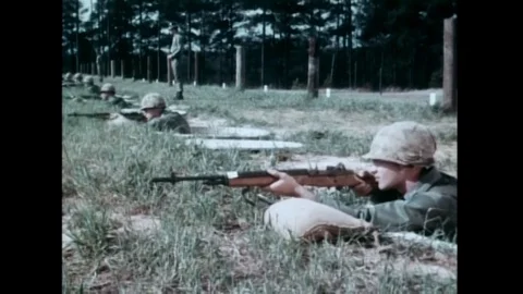 Cadets being trained in basic infantry combat - 1967 Stock Footage 90460844