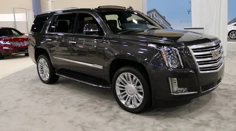 Cadillac Escalade SUV on display during the Miami International Auto Show Stock Footage 68727909