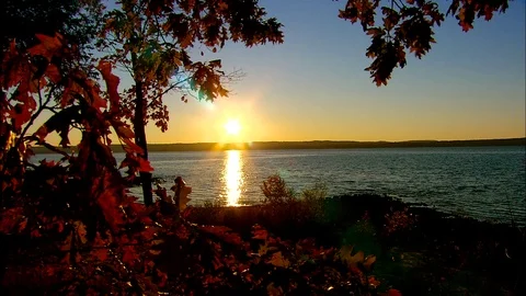 Cadillac MI Sunset Video stock 74477954