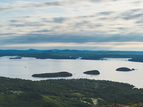 Cadillac Mountain Time lapse with cloud flowing Stock Footage 76873854
