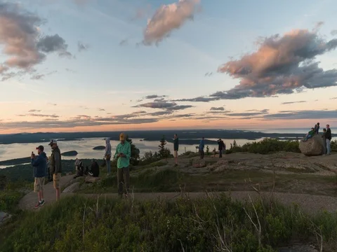 Cadillac Mt. sunset time lapse Stock Footage 76755331