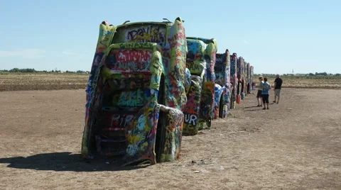 Cadillac Ranch In Texas Stock Footage 60642970