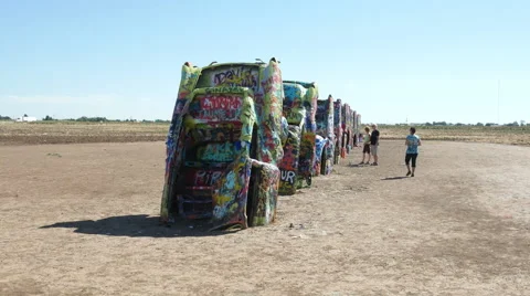 Cadillac Ranch in Texas Stock Footage 60643262