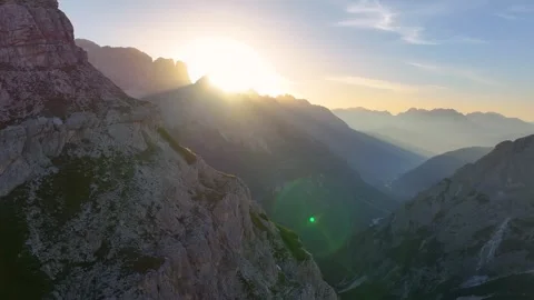 Cadini Mountain Range at Sunrise 01 | Italian Dolomites | Italy | 4K Drone Stock Footage 259921671
