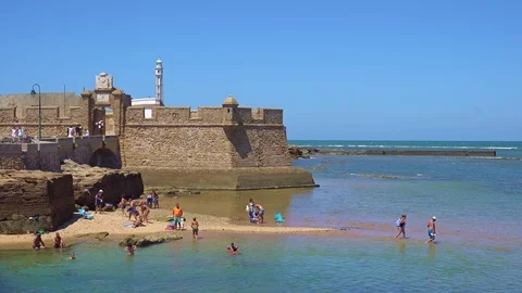 Cadiz beach Stock Footage 92959742