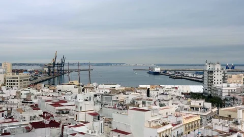 Cadiz Panoramic View from Cathedral Tower Andalusia Spain Stock Footage 85638411