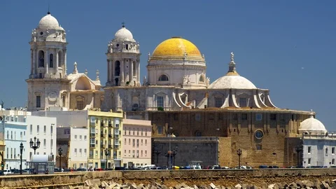 Cadiz, Spain, Wide Shot, Lockdown, 20 Seconds Or Greater, Clear Sky, Building Stock Footage 95822453